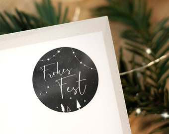 Weihnachtsaufkleber - Frohes Fest | runder Sticker | ab 10 Stück | Dekoration Weihnachtsgeschenk | Geschenkverpackung