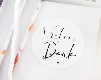 Aufkleber - Vielen Dank | runder Sticker | ab 10 Stück | Geschenkverpackung | Dekoration | Dankeschön