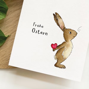 Osterkarte Frohe Ostern Osterhase Postkarte Grußkarte Ostergrüße Aquarell Bild 4