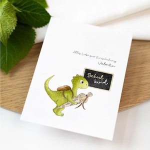 Karte zur Einschulung - Dino | Personalisierbare Glückwunschkarte | Schulstart | Schulanfang | Schulkind