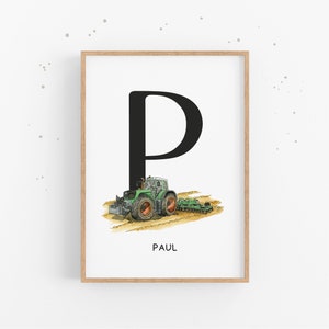 Traktor - Personalisiertes Poster fürs Kinderzimmer | Fahrzeug Print | Geschenkidee