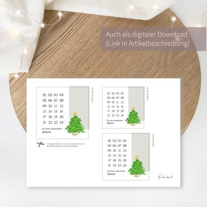 Mini Adventskalender Aufkleber mit 24 Zahlen DIY Weihnachtskalender zum Befüllen Aquarell Motiv Christbaum image 8