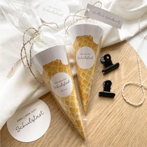 DIY Mini Schultüten - Eis | Alles Liebe zum Schulstart | Personalisierbar | Dekoration Einschulung Party | Gastgeschenk