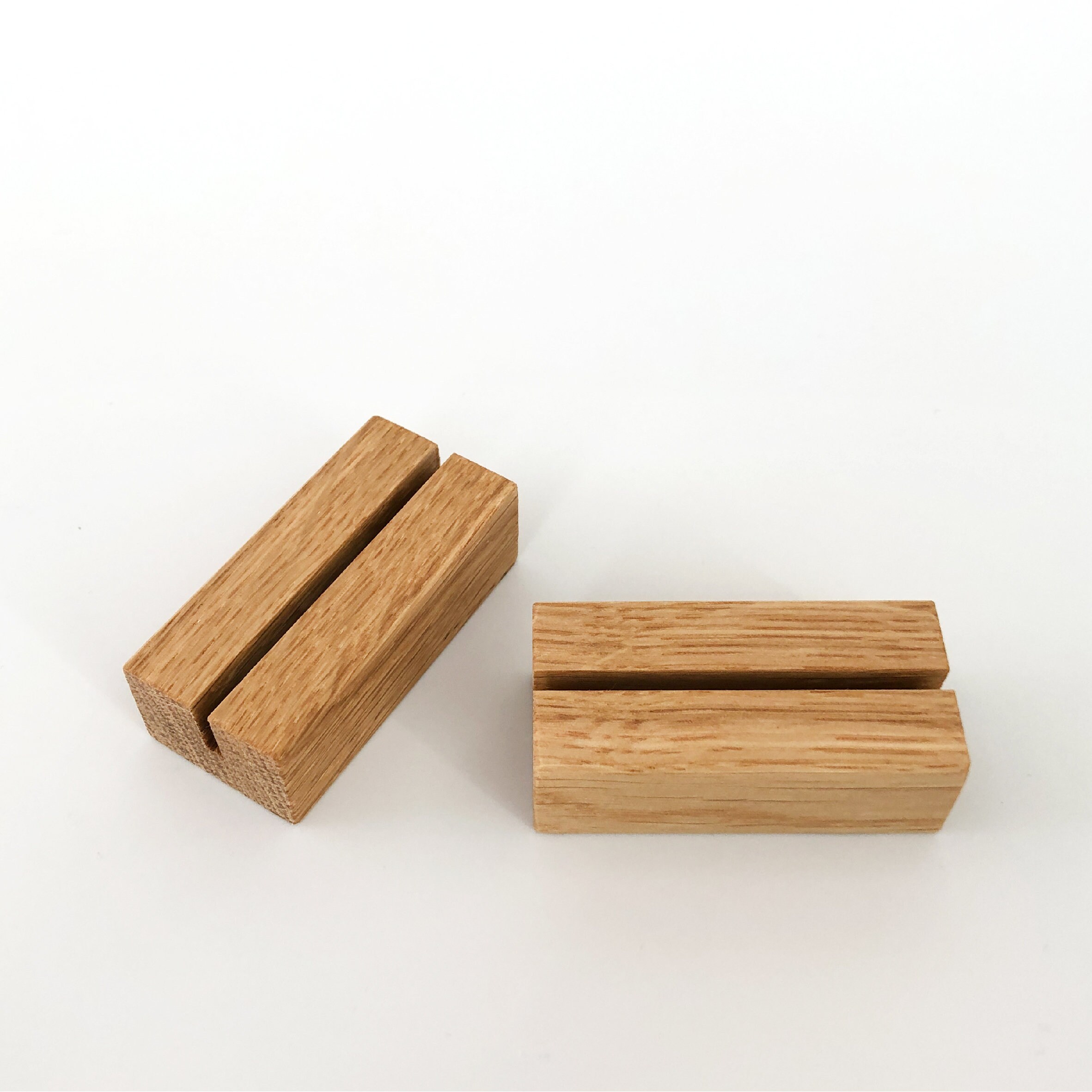 Card stand set of 2 solid oak postcard holder card Etsy