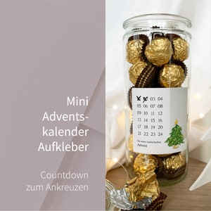 Mini Adventskalender Aufkleber mit 24 Zahlen DIY Weihnachtskalender zum Befüllen Aquarell Motiv Christbaum image 2