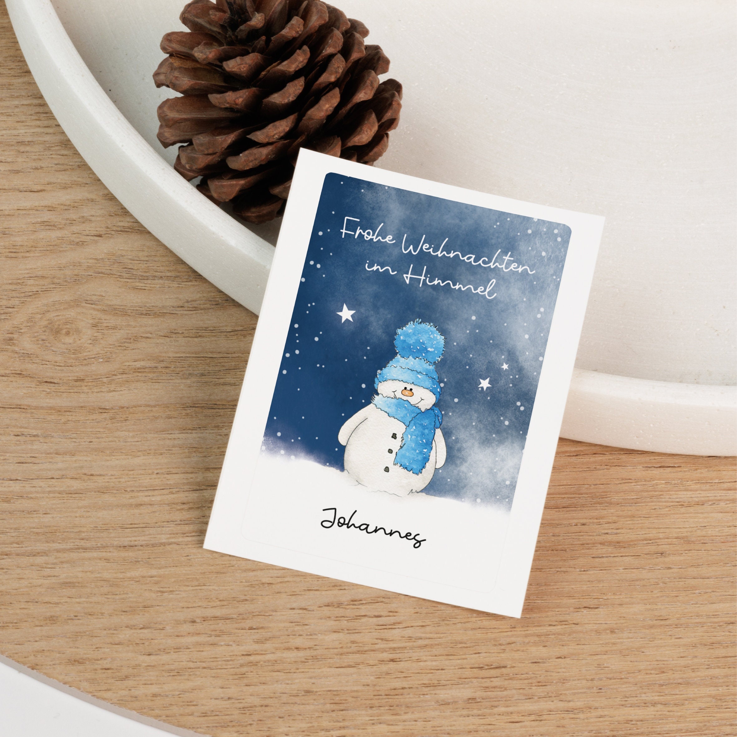 XP138 Weihnachtskarte 'Happy Christmas Granny' – Mit Pompom-Deko, Blau – Handgefertigt In UK, Inkl. Umschlag