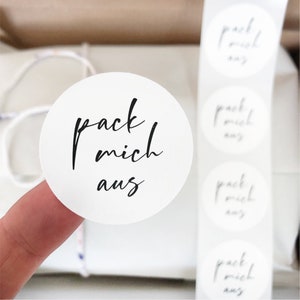 Aufkleber - Pack mich aus | runder Sticker | ab 10 Stück | Danke für deine Bestellung | Verpackungsdesign