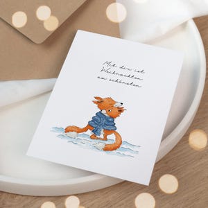 Weihnachtskarte - Füchse | Handgezeichnete Karte | Grußkarte Advent | kleines Geschenk Weihnachten