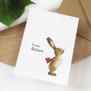 Osterkarte - Frohe Ostern - Osterhase | Postkarte | Grußkarte | Ostergrüße Aquarell