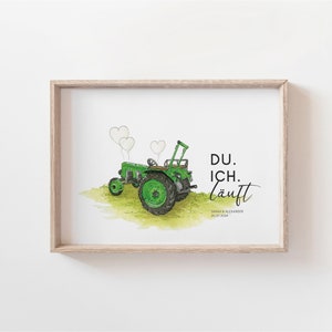 Hochzeitsgeschenk - Personalisierbares Poster | Traktor | Namen Datum | Geschenk Brautpaar | Geschenkidee Heirat | Verlobung | Valentinstag