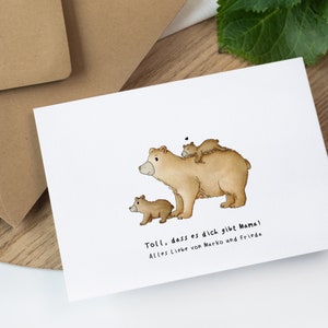 Bären Muttertagskarte - personalisierbare Glückwunschkarte | Muttertag | Geschenk Mama | Geburtstagskarte