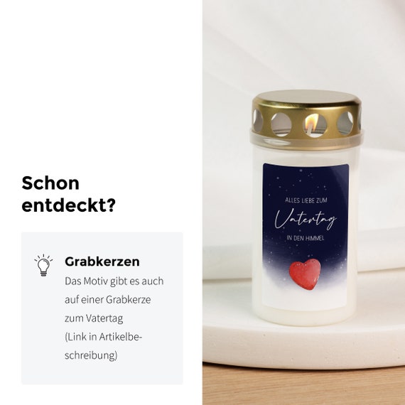 Grabkerze - Muttertag | Herz Im Himmel | Mama | Friedhofskerze | Grablicht | Gedenklicht | Grab Dekoration