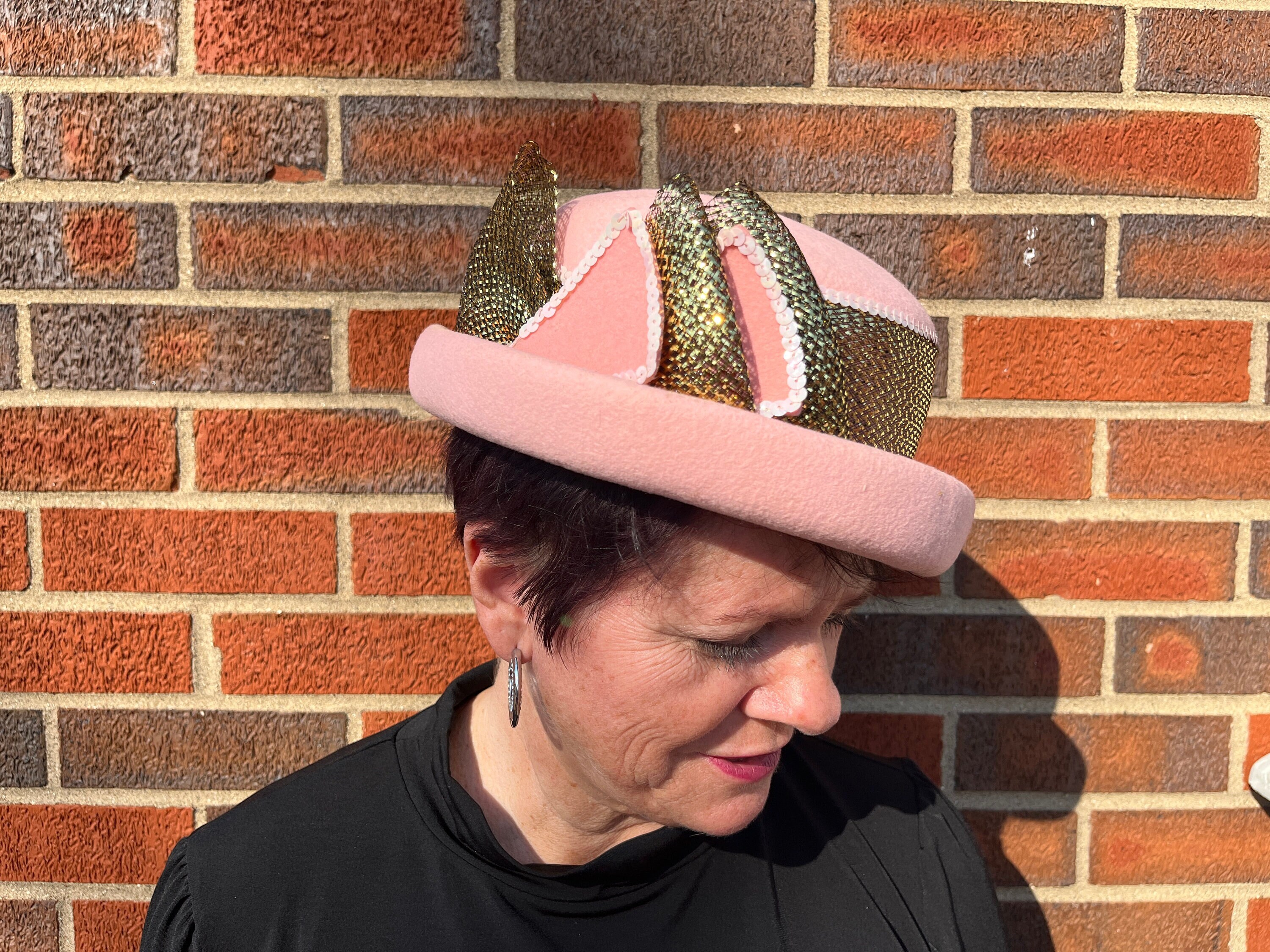 Gold Derby or Easter Hat Made With Wool 