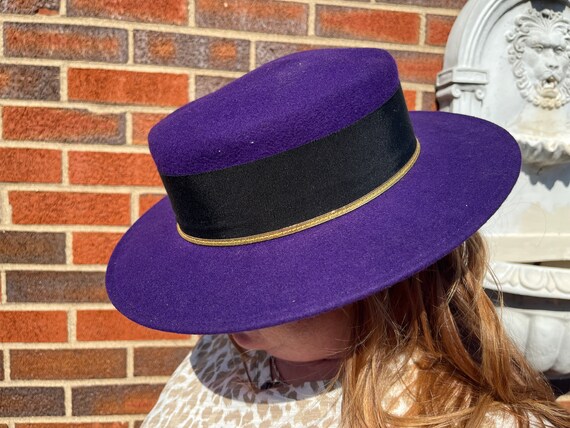 Vintage Purple Full Wool Wide Brim Hat 