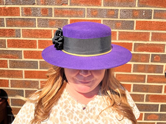 Vintage Purple Full Wool Wide Brim Hat 