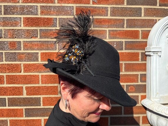 Vintage Black Full Wool Fedora for 