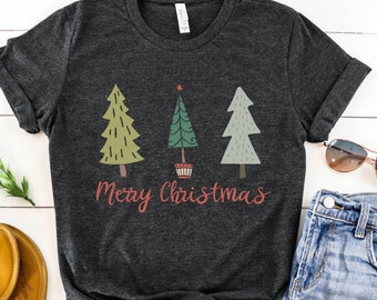 Merry Christmas Tree Shirt, Womens Christmas Shirts, Christmas Tee, Christmas T-Shirt, Shirts For Christmas, Cute Christmas Shirts