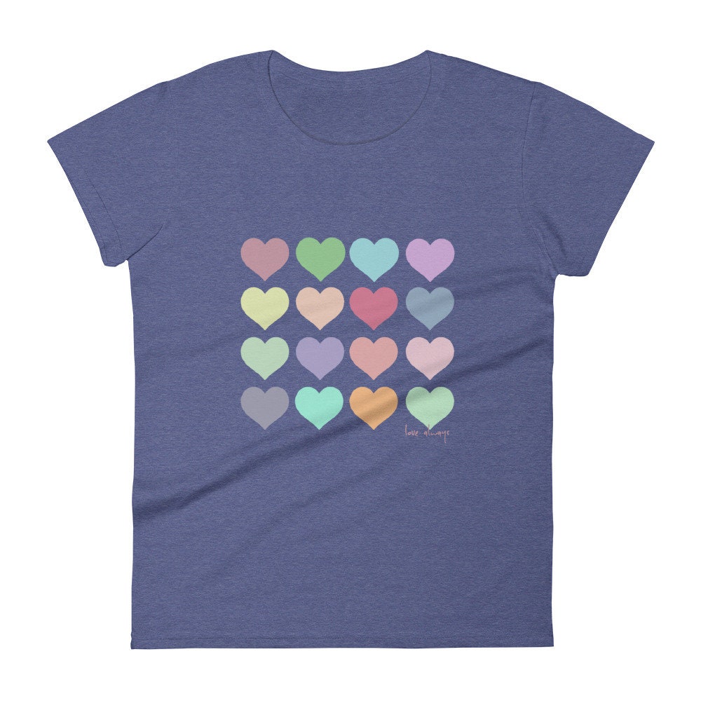 Colorful Heart Tee, Anniversary Shirt, Love Tee, Women's Heart Shirts ...