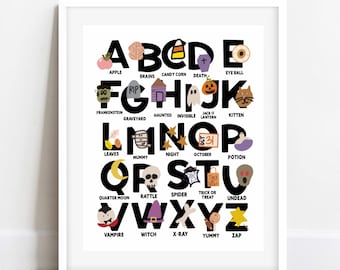 Halloween Alphabet Print, Classroom ABC’s, Kids Halloween Decor, Classroom Decor, Spooky Season, Halloween Print, ABC Print, Physical Print