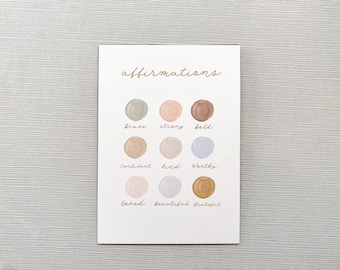 Affirmations Print, Watercolor Palette, Color Palette, Daily Affirmations, Positive Words, Pastel Print, Positive Print, 5x7 Print, Decor