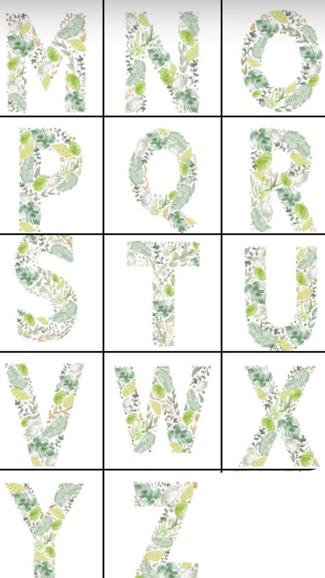 Letter Wall Art Initial Wall Art Letters Plant Lover Art Etsy