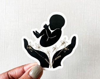 Midwife Sticker, Doula Sticker, Womb Sticker, Baby Shower Sticker, Birth Sticker, Labor And Delivery Nurse Gift, Birth Support, Floral Gift