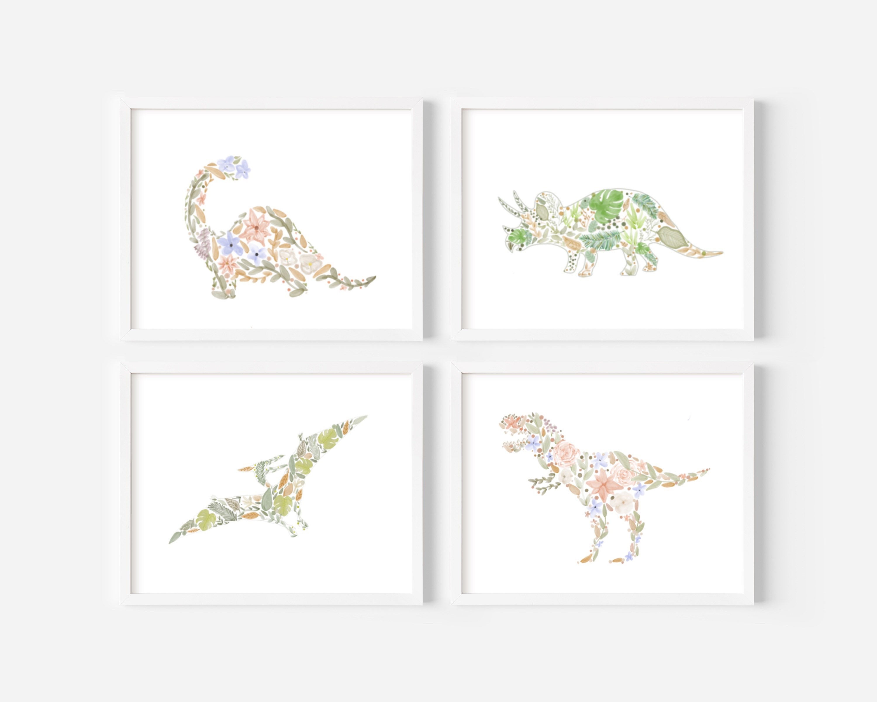 Dinosaur Nursery Print, Physical Prints, Nursery Decor, Set Of 4 Prints, Home Decor, Nursery Decor, Art For Dinosaur Lovers, Dino Art Print