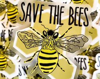 Save The Bees Sticker, Honeybee Sticker, Waterproof Decal, Honeybee Sticker, Sticker For HydroFlask, Laptop Sticker, Save The Bees, Beehive