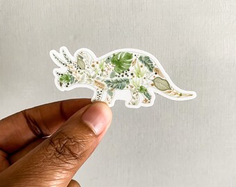 Triceratops Sticker, Botanical Sticker, Plant Triceratops, Sticker For Dino Lovers, Sticker For Plant Lovers, Sticker To Gift, Triceratops