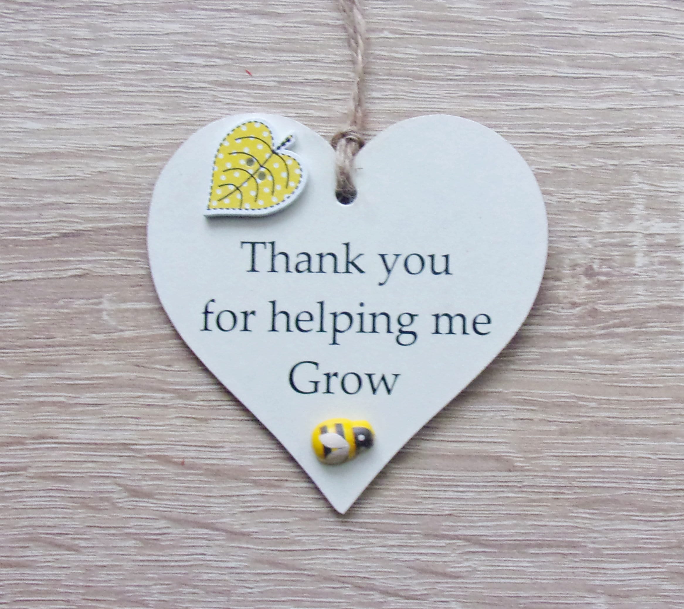 Thank You For Helping Me Grow Wooden Gift Heart Plaque/Sign
