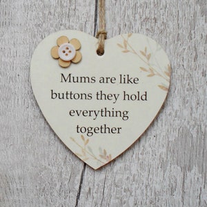 Recuerdo de mamá Los botones de mamá son como botones Placa/signo de corazón de regalo de madera especial para el día de la madre