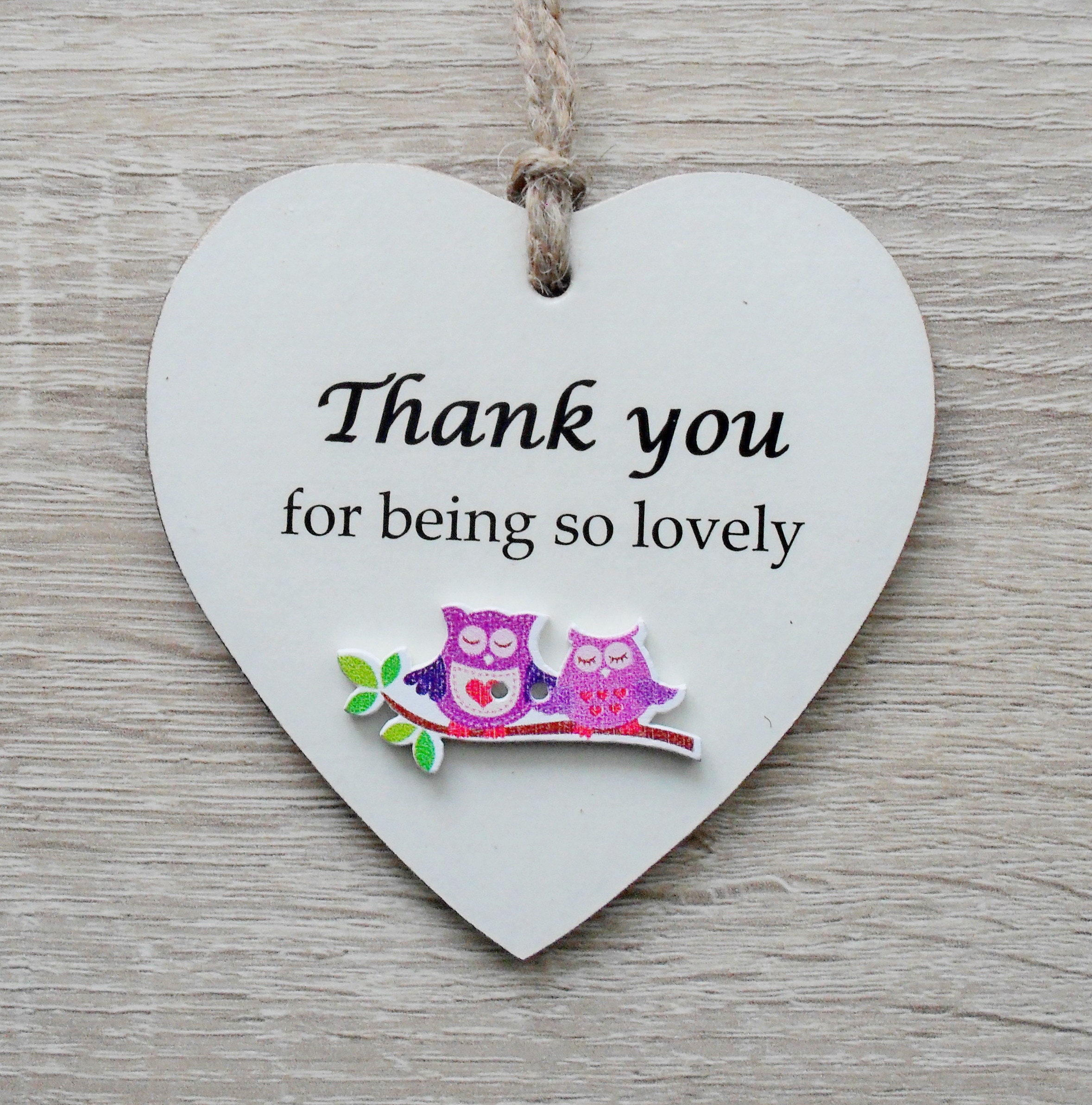 TY1 Thank You Wooden Heart Shaped Plaque Gift  Christmas Xmas Birthday 