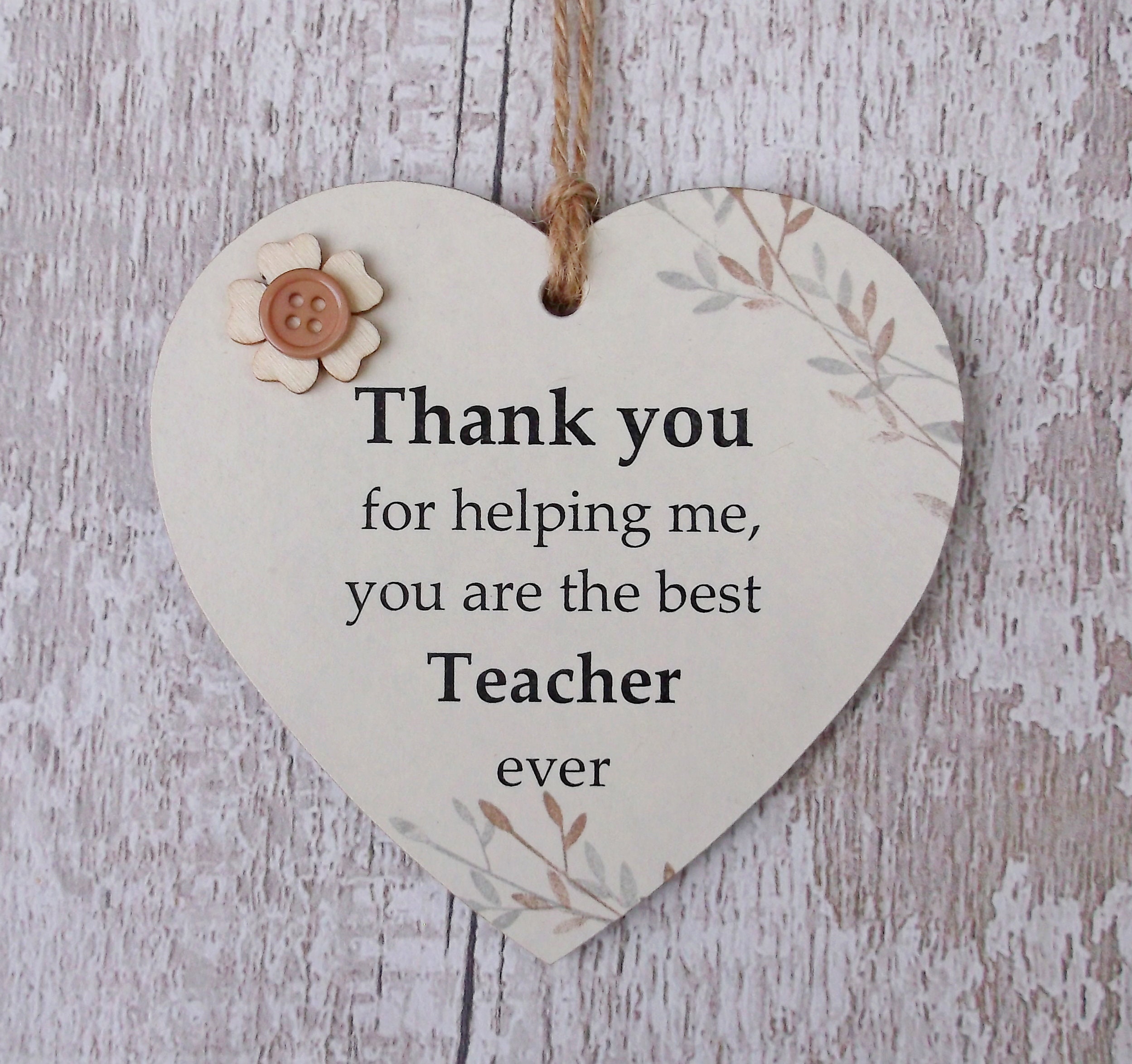 Best Teacher Thank You Wooden Gift Heart Plaque/sign - Etsy