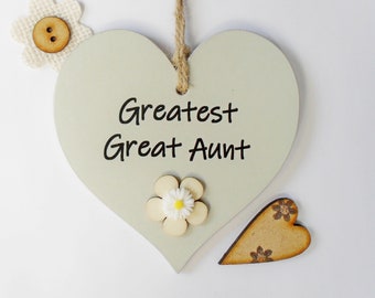 Amazing Greatest Great Aunt  Wooden Gift Heart Plaque/Sign