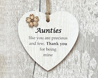 Precious Auntie Thank You Wooden Gift Heart Plaque/Sign