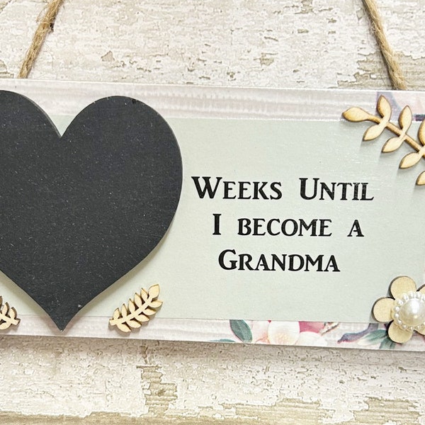 Il me reste des semaines avant de devenir grand-mère, nounou, grand-mère. Maman. Les futurs grands-parents, bébé cadeau super mignon plaque/enseigne du compte à rebours pour baby shower