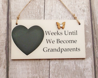 Weekss Until We Become Grandparents/Baby Reveal Countdown Plaque/Sign