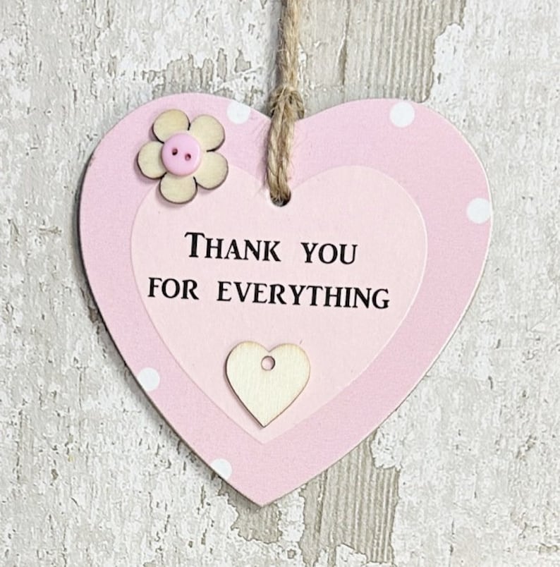 Super Cute Thank You for Everything Wooden Gift Heart Plaque/sign - Etsy