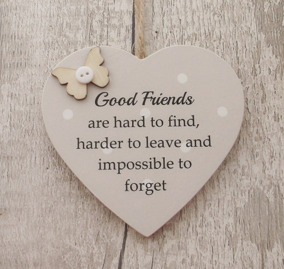 When It Rains Look For Rainbows Wooden Heart Plaque - Hanging Dark Wood Sign, Inspirational Gift For Best Friends