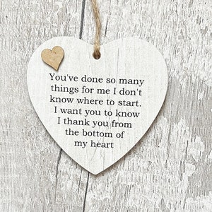 Thank You From The Bottom Of My Heart Friendship Wooden Gift Heart Plaque/Sign