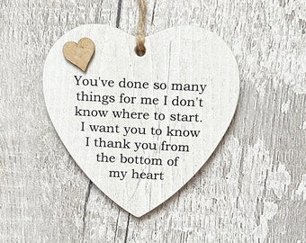 Thank You From The Bottom Of My Heart Friendship Wooden Gift Heart Plaque/Sign