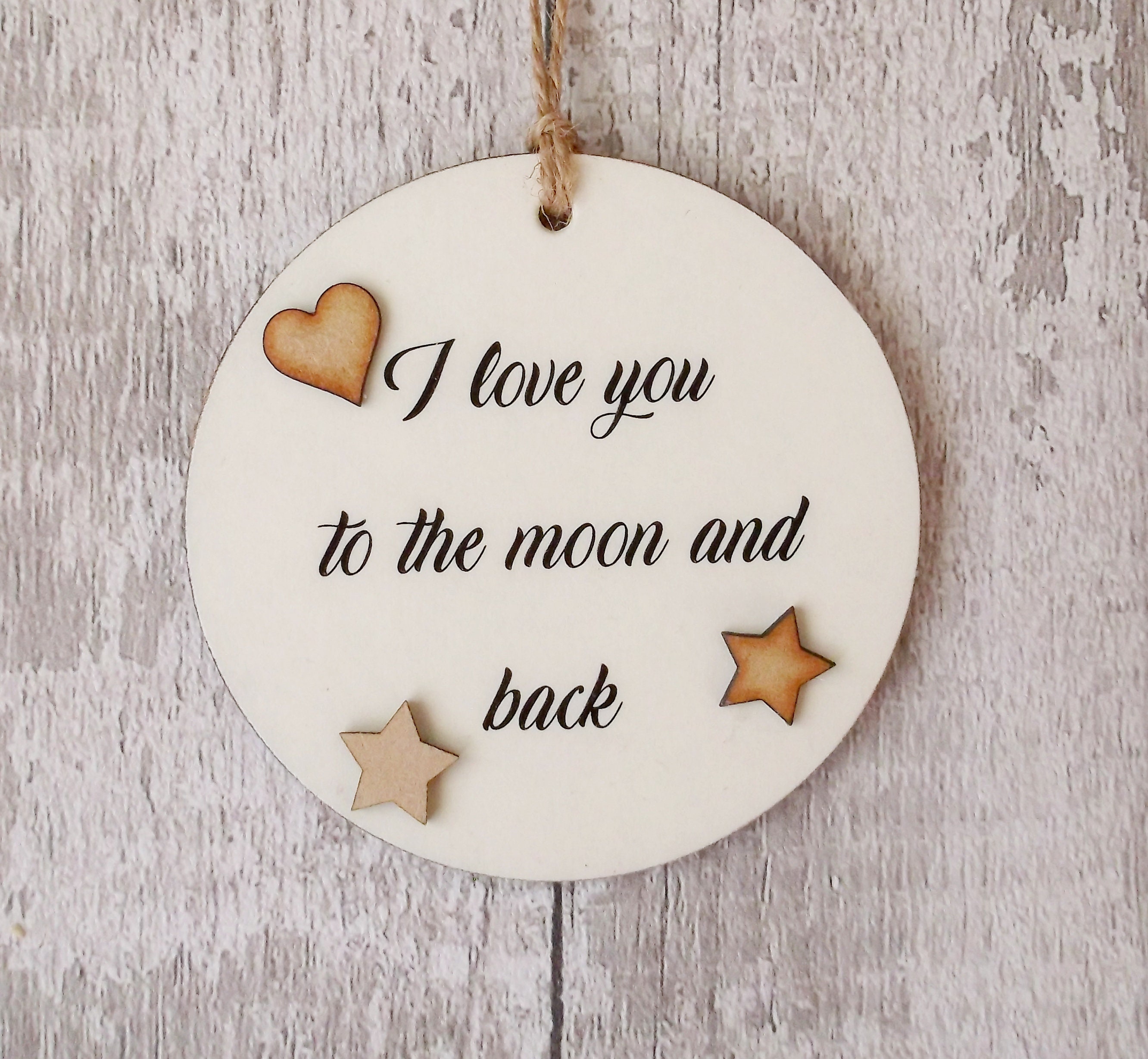 Plaque Décorative MDF "Love You To The Moon And Back" - 13 X 7.5 Cm - Fait Main