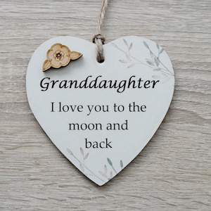 Granddaughter Wooden Gift Heart Plaque/Sign