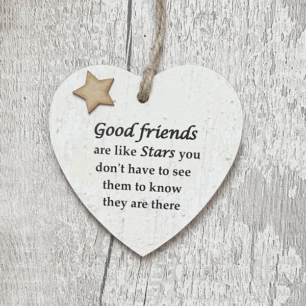 Good Friends Are Like Stars Friendship Wooden Gift Heart Plaque/Sign