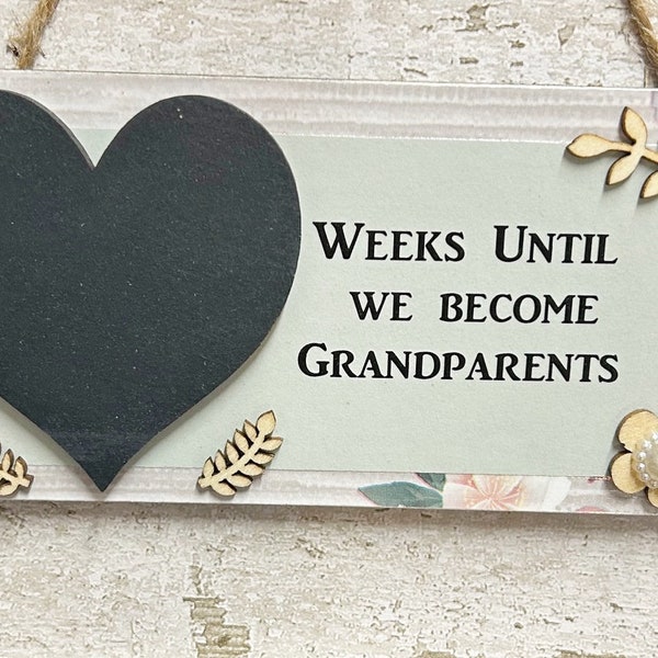 Des semaines avant de devenir grands-parents, Baby Reveal baby shower plaque compte à rebours super mignon/cadeau