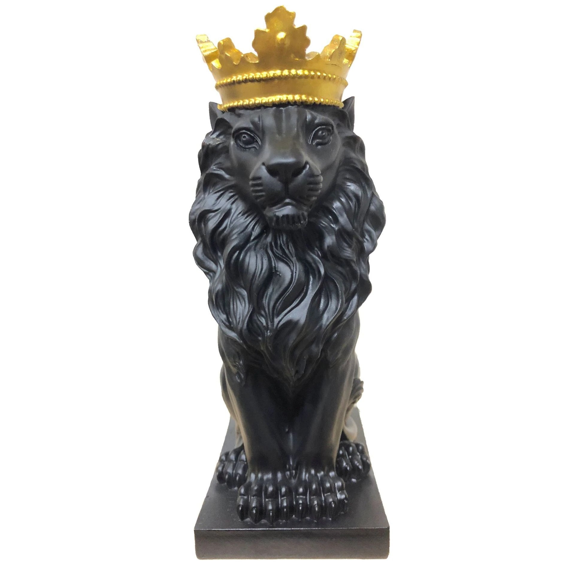 Crown Lion Figure Decorative Resin Statues Gold Large Lion Etsy