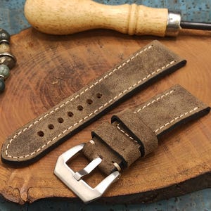 Handmade vintage leather strap custom watch band - personalized sizes - handcrafted genuine leather bracelet - Panerai, Rolex, Tudor, Omega