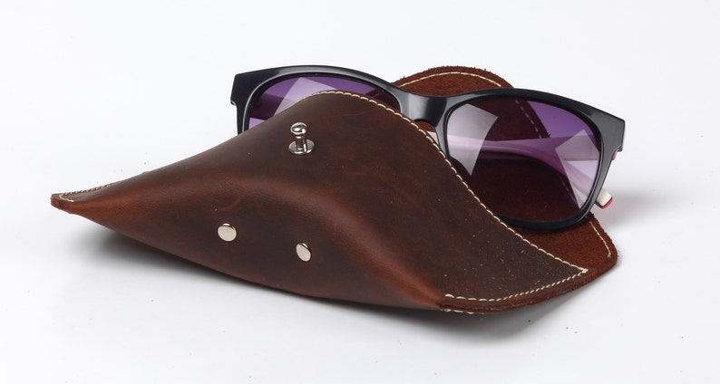 Hard Case Customizable Sunglasses Leather Reading Leather Custom Made in Italy Handmade Gift Idea Crazy Horse image 2