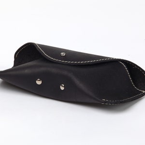 Hard Case Customizable Sunglasses Leather Reading Leather Custom Made in Italy Handmade Gift Idea Crazy Horse Nero