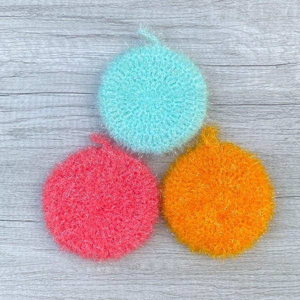 A Set of 3 [Round] Korean Dish Scrubbies, Crochet Scrubby, Pot Scrubber